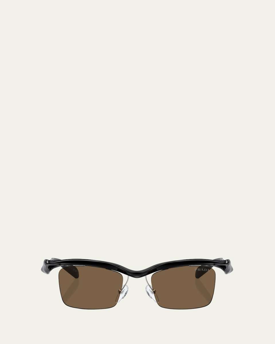 Rectangle Semi-Rimless Plastic Sunglasses